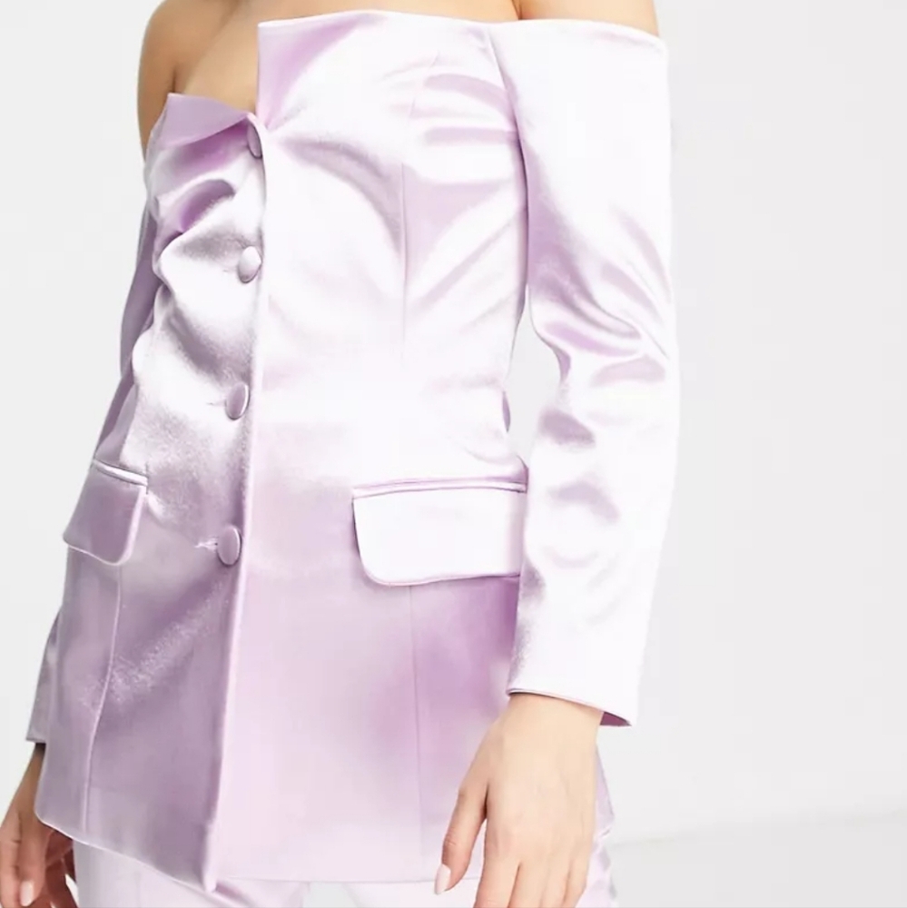 Elegant Off-Shoulder Satin Blazer